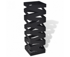 vidaXL Noir Carré Porte-parapluie Stockage pour cannes bâtons Acier 48,5 cm