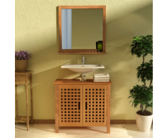vidaXL Meuble d'évier avec miroir Bois massif de noyer