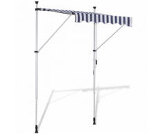 vidaXL Auvent rétractable manuel 150 cm Bleu/blanc