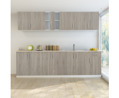 vidaXL Cuisine complète 8 pièces avec Meuble de base d'évier Aspect chêne