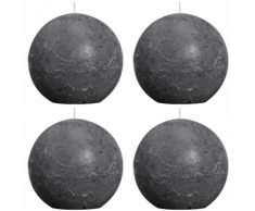Bolsius bougie boule rustique grise foncée 100mm 4 pièces