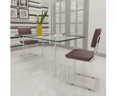vidaXL 2 pcs Chaise de salle à manger en similicuir Brun