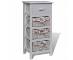 vidaXL Chiffonnier blanc en bois avec 1 tiroir et 3 paniers