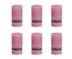 Bolsius Lot de 6 bougies 130 x 68 mm rose