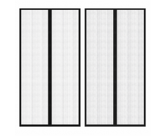vidaXL Rideau de porte avec bande 210 x 100 cm 2 pcs Noir