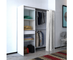 vidaXL Garde-robe avec rideau réglable en largeur 121-168 cm Blanc