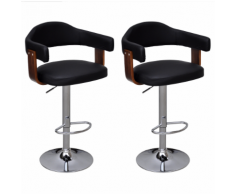 vidaXL 2 tabourets de bar en bois cintré avec dossier et accoudoirs