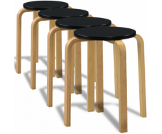 vidaXL 4 Tabourets empilables en bois cintré Noir