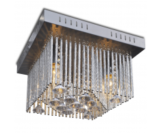 vidaXL Plafonnier Carré avec Décorations Cristaux et Bande Aluminium