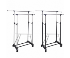 vidaXL Lot de 2 Porte Vêtements Penderie portant Double sur 4 roulettes