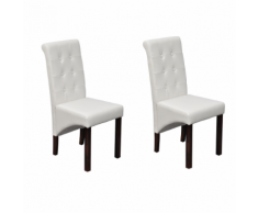 vidaXL Chaise capitonnée blanche (lot de 2)