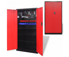 vidaXL Armoire à outils en métal 180 cm Noir-rouge
