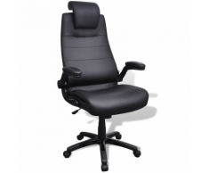 vidaXL Chaise pivotante réglable avec accoudoir en cuir artificiel Noir
