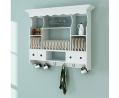 vidaXL Armoire murale pour épices avec crochets Blanc