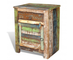 vidaXL Table de chevet vintage Multicolore 1 tiroir porte