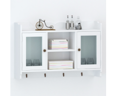 vidaXL Vitrine murale avec étagère de Livre / DVD Verre en MDF Blanc