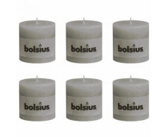 Bolsius bougie cylindre 6 pièces 100 x mm en gris