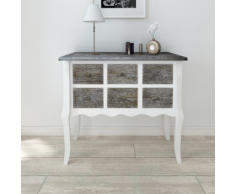 vidaXL Console armoire en bois blanc avec 6 tiroirs