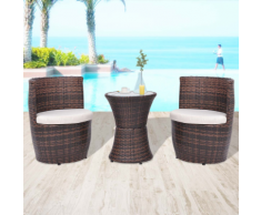 vidaXL Ensemble de mobilier jardin cinq pièces rotin polyéthyléne marron