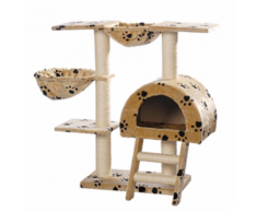 vidaXL Arbre à chat 105 cm en beige avec motif d'empreinte de patte