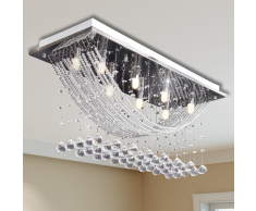 vidaXL Plafonnier avec perles en verre cristal Étincelant Blanc 8 x G9 29 cm