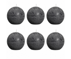 Bolsius bougie boule rustique grise 80mm 6 pièces