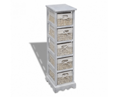 vidaXL Chiffonnier en bois colonial blanc avec 5 paniers
