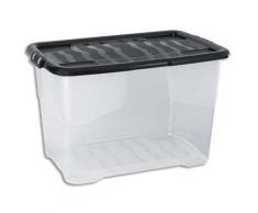 Boîte de rangement Strata avec couvercle cristal - capacité 65 Litres - L60 x H37,8 x P39,7 cm - noire