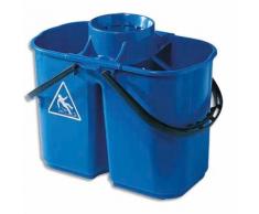 Seau à essorage double bacs eau sale 8L et eau propre 6L + essoreur amovible bleu