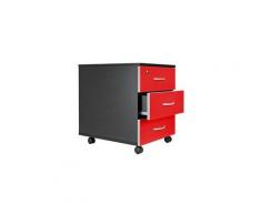 Caisson mobile noir en bois - 3 tiroirs cerises