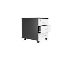Caisson mobile noir en bois - 3 tiroirs blancs