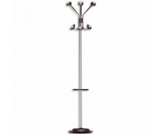 Portemanteau Hakea chromé 6 patères doubles avec porte-parapluie réglable H176 cm