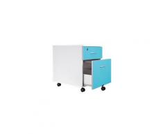 Caisson mobile blanc en bois - 2 tiroirs bleuets