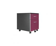 Caisson mobile noir en bois - 2 tiroirs prunes