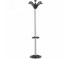 Porte-manteau FLORA Gris métal - 6 patères - Hauteur 175 cm, socle : 34 cm