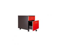 Caisson mobile noir en bois - 2 tiroirs cerises