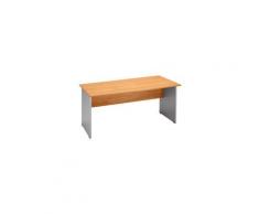Bureau droit L 160 cm, décor aulne, piétement plein aluminium - Montréal 2