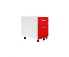 Caisson mobile blanc en bois - 2 tiroirs cerises