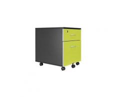 Caisson mobile noir en bois - 2 tiroirs kiwis