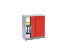 Armoire bois 100 x 90 cm corps aluminium - portes coulissantes cerise