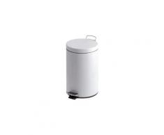 Poubelle métal 20 litres ronde à pédale blanche