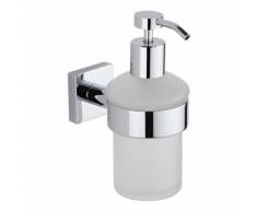 Distributeur de Savon Poussoir Laiton Chromé Verre Transparent Moderne