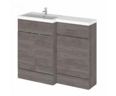 Meuble-Lavabo Wengé Gris Brun 110 x 86.4 x 35.5cm MDF Marbre 2 Portes