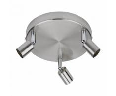 Biard Luminaire Plafonnier LED 3 x GU10 Boston Acier Inoxydable Satiné