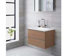 Meuble-Lavabo 75x48x70cm Randwick Marbre MDF Chêne 2 Tiroirs Moderne