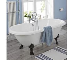Baignoire Sur Pieds Rétro Îlot Monobloc Acrylique Blanc Design Ovale