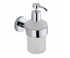 Distributeur de Savon Poussoir Mural Verre Transparent Laiton Chromé