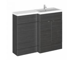 Meuble-Lavabo Noir Wengé 110 x 86.4 x 35.5cm MDF Marbre Deux Portes