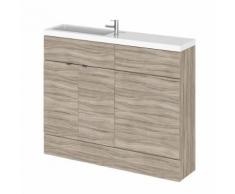 Meuble-Lavabo Wengé Sable Foncé MDF Marbre 2 Portes 110 x 86.4 x 25.5