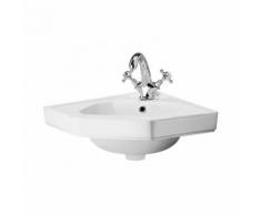 Lavabo D'Angle Rétro Suspendu 42x29cm Céramique Blanche Monotrou